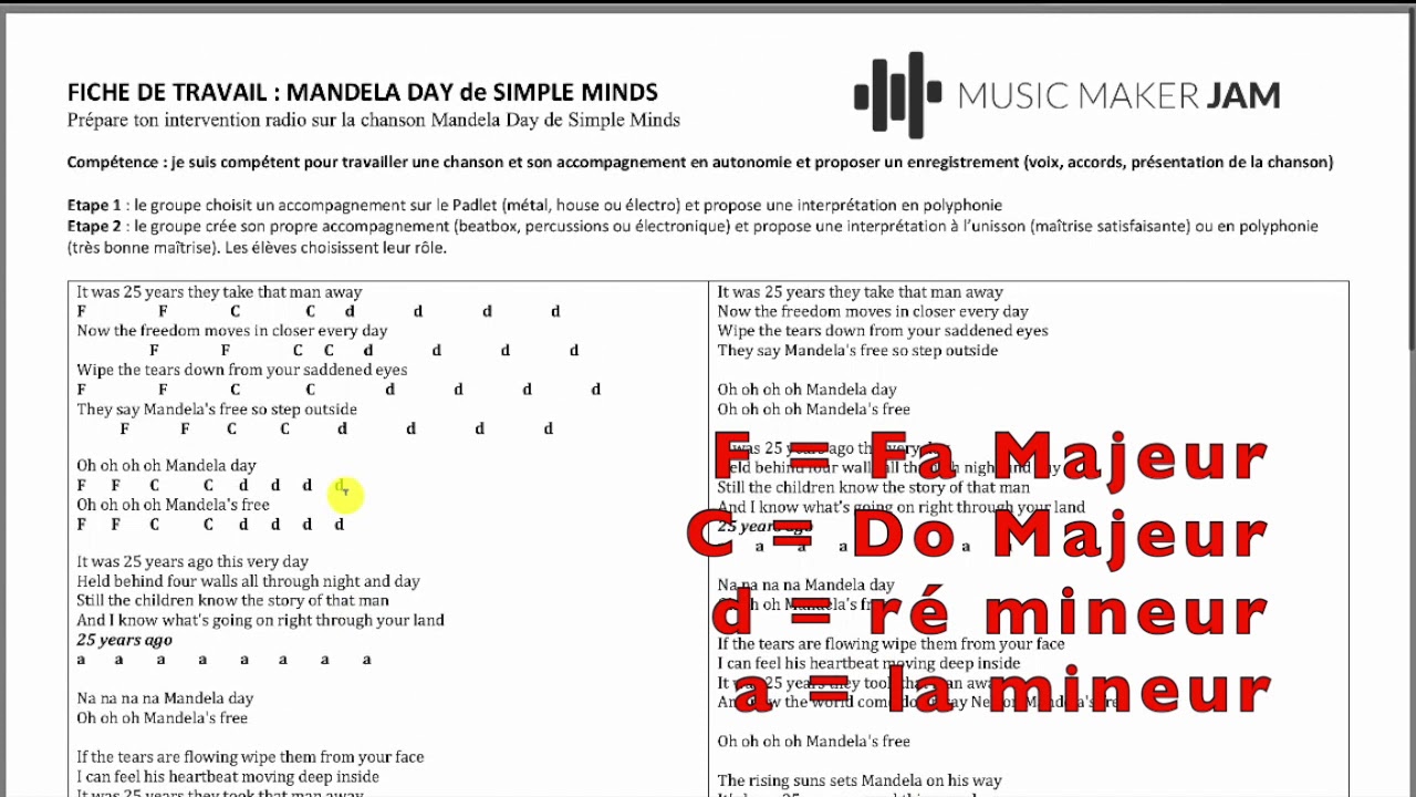 Accopagner Mandela Day Avec Des Accords Youtube