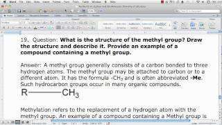 AP Biology Functional Groups - Methyl group