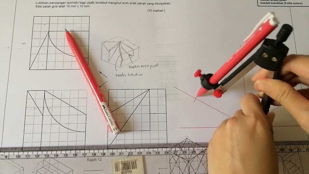 ulangkaji peperiksaan 12 : lukisan isometri (kaedah empat pusat, kaedah koordinat)