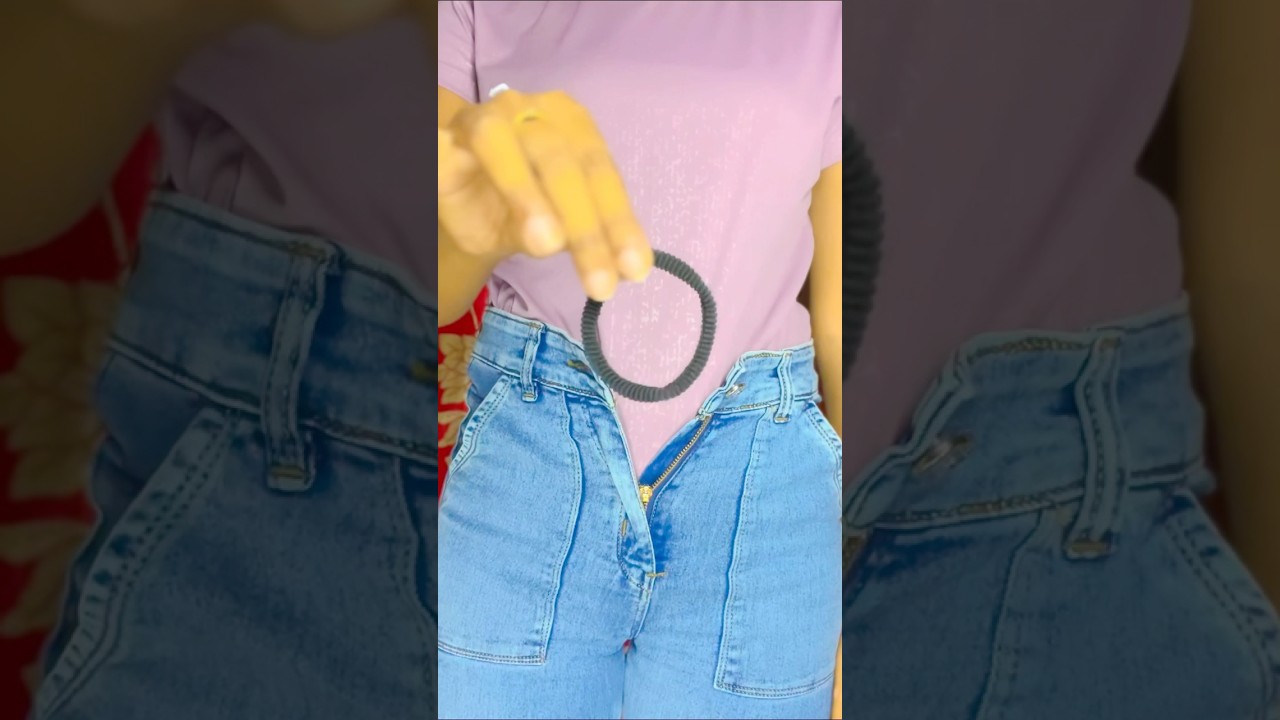 Tight jeans hack use rubber band 😱✅ 