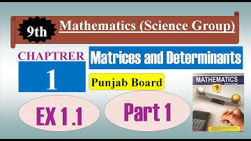 Exercise 1.1 - Part 1 | 9th Math | Unit 1(Matrices and Determinants) | Punjab Board