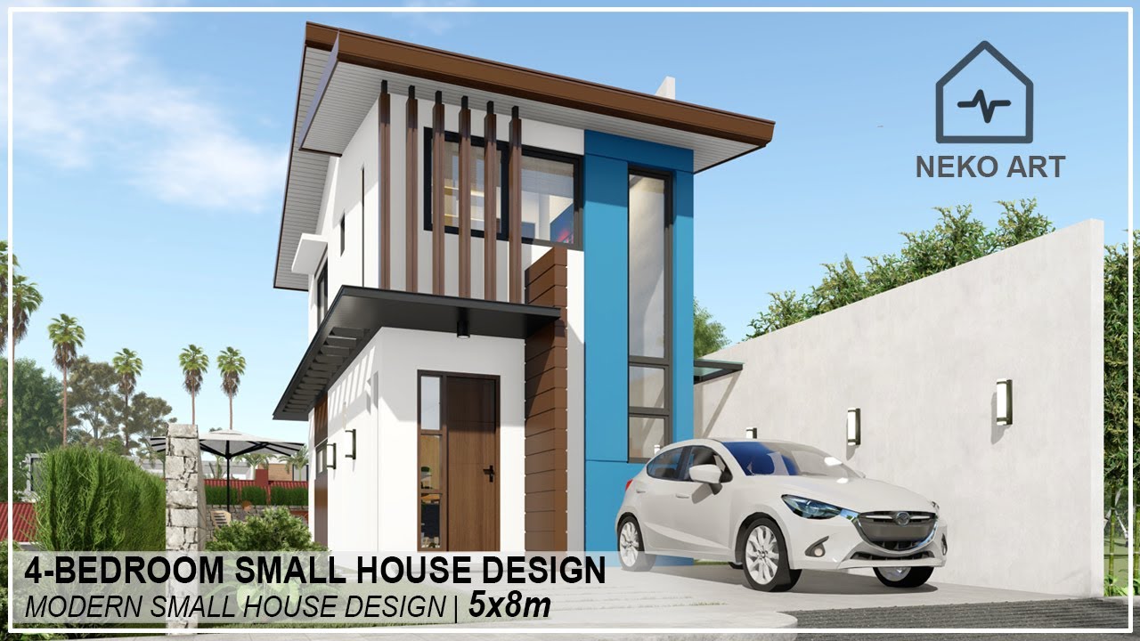Ep 23 4 BEDROOM 2 STOREY SMALL HOUSE DESIGN 5x8m House Design 