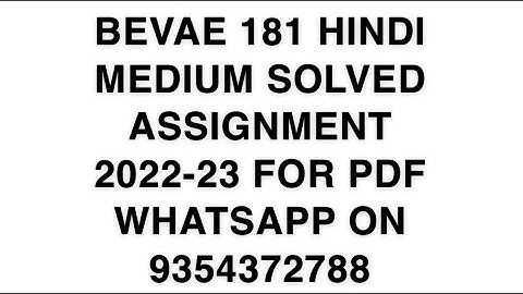 BEVAE 181 HINDI MEDIUM SOLVED ASSIGNMENT 2022-23 FOR PDF WHATSAPP ON 9354372788