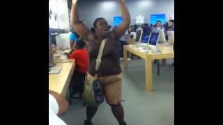 Funny dancing fat lady
