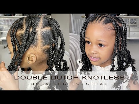 How to: Double-Dutch Knotless braids| Toddler kids hairstyles|Beginner ...