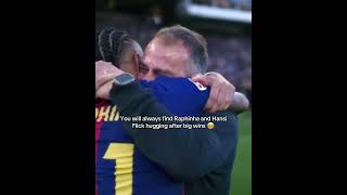 Raphinha and hansi flick emotional hug after a huge victory ❤️🔥