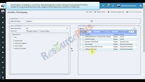 How to set Workflow Initiate Permission for Role in ResourcePlus HRMS application?