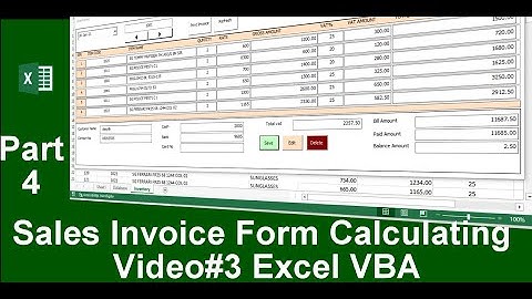 Create Sales Invoice Video#4 Form Calculate Excel VBA
