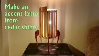 The challenge was to make a lamp cheaply from things I already had laying around. -1 pack of cedar shims -some scrap thin 