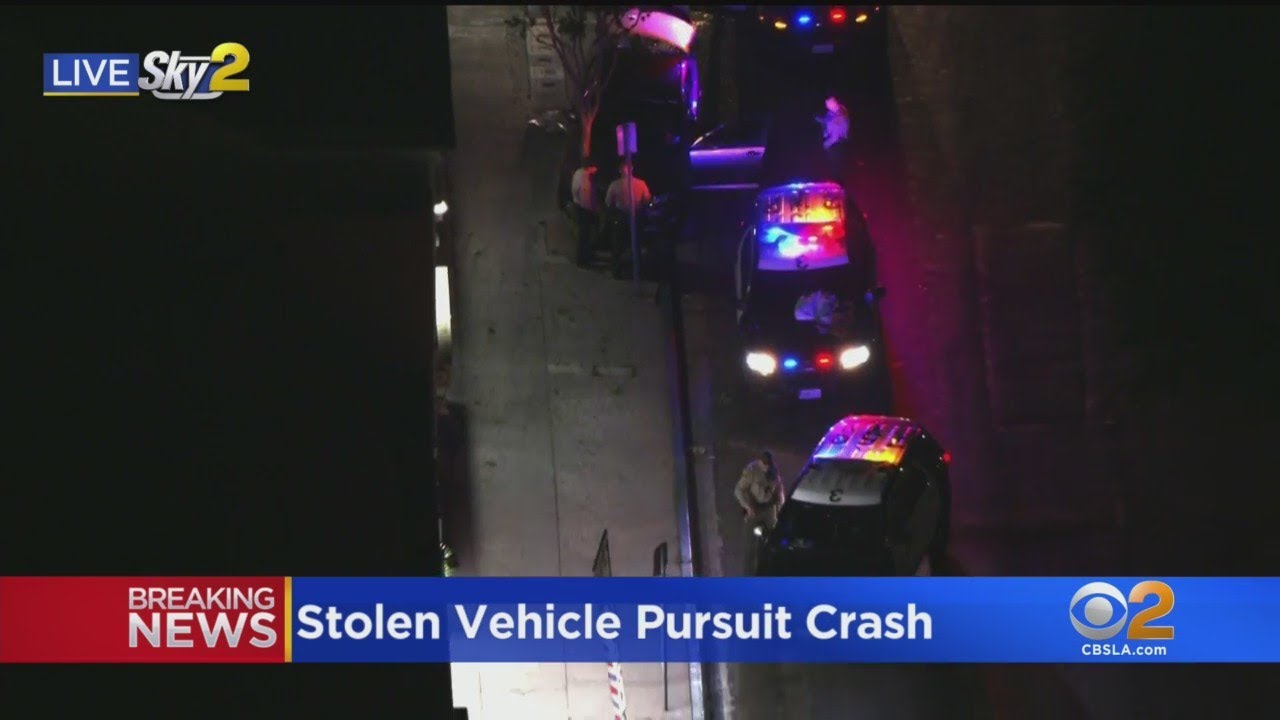 Police pursuit ends in crash in South LA, two suspects in custody - YouTube