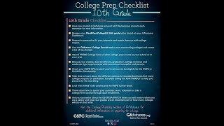 College Prep Checklist: 10th Grade