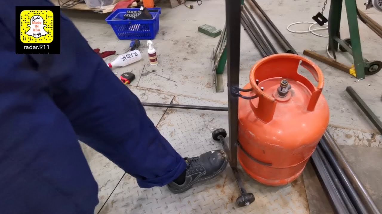 شرح صنع حامل  اسطوانة غاز  لمن يعاني من الالم الظهر او صعود او نزول الدرج..الجزء الاول