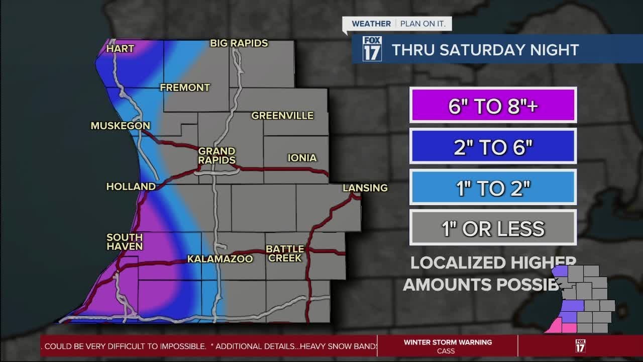 Heavy lake effect snow possible in West Michigan - YouTube