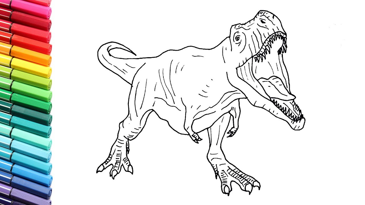 t rex coloring page for kids