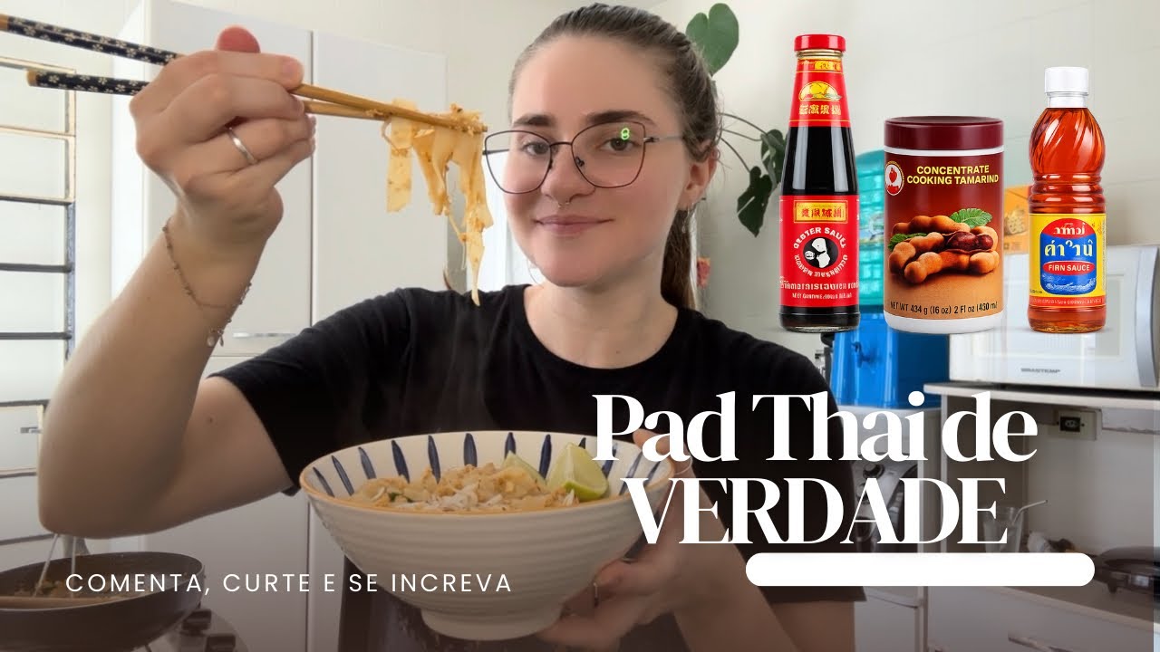 Fiz um Pad Thai com ingredientes autênticos 🇹🇭