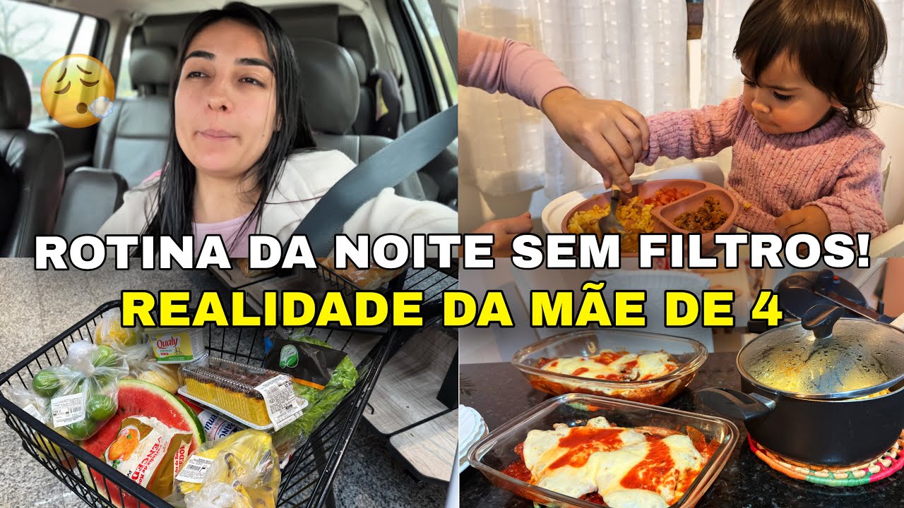 VLOG: Compras de mercado, rotina da noite com 4 crianças, Bife à parmegiana e recebidos