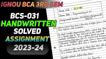 BCS-031 Handwritten Solved Assignment 2023-24 || IGNOU BCA 3rd Semester Handwritten Assignment 2023