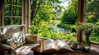 🌳 Peaceful Cottage Garden on a Sunny Spring Day | Birdsong & Stream Sounds, ASMR for Relaxing, Rest