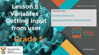 Grade 5 Coding | Lesson 5 | Getting user input