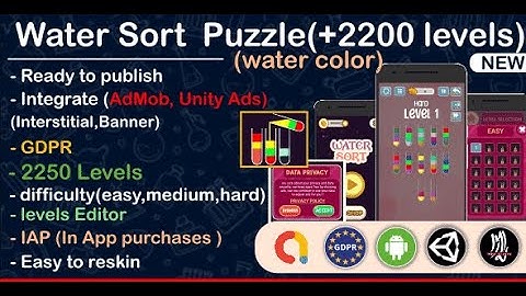 Water Sort Puzzle, liquid sorting (complete unity game +AdMob)