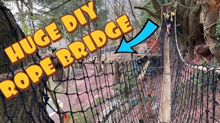 How To Build HUGE DIY Garden Tree Rope Bridge For Kids!!! 