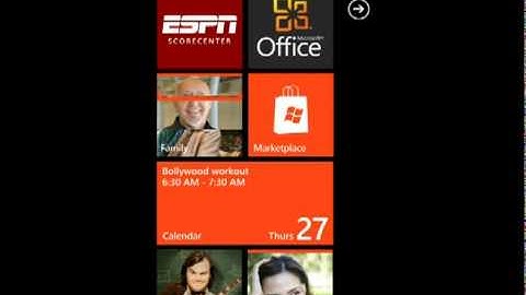 1. Windows Phone 7 "Mango" - Start Screen
