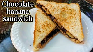Chocolate Banana sandwich desi style I Chocolate Banana sandwich recipe | lunch box recipe #Shorts