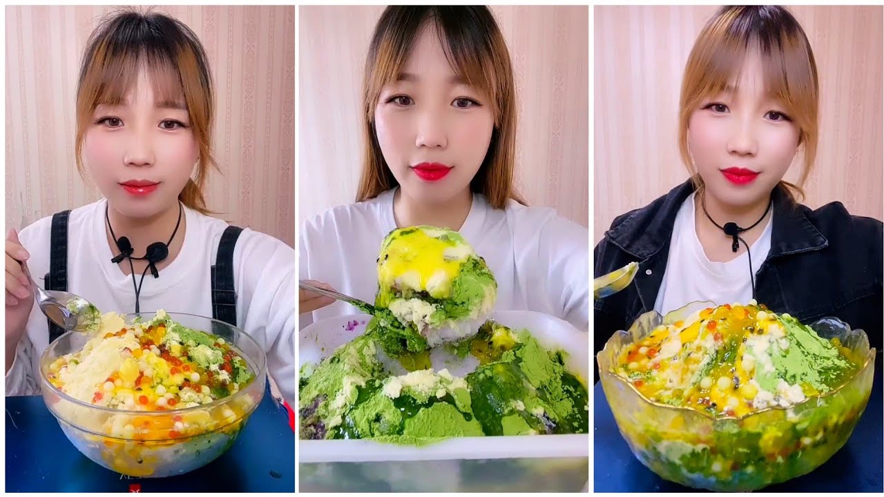 ASMR SOFT ICE EATING | ONLY QIAN | MATCHA & MILK POWDER with PASSION FRUIT | RELAX VIDEO