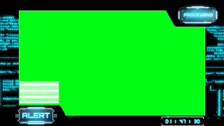Green Screen Frame Binary Hacker Code Hologram Black Screen Sci Hud Futuristic Computer with Sound