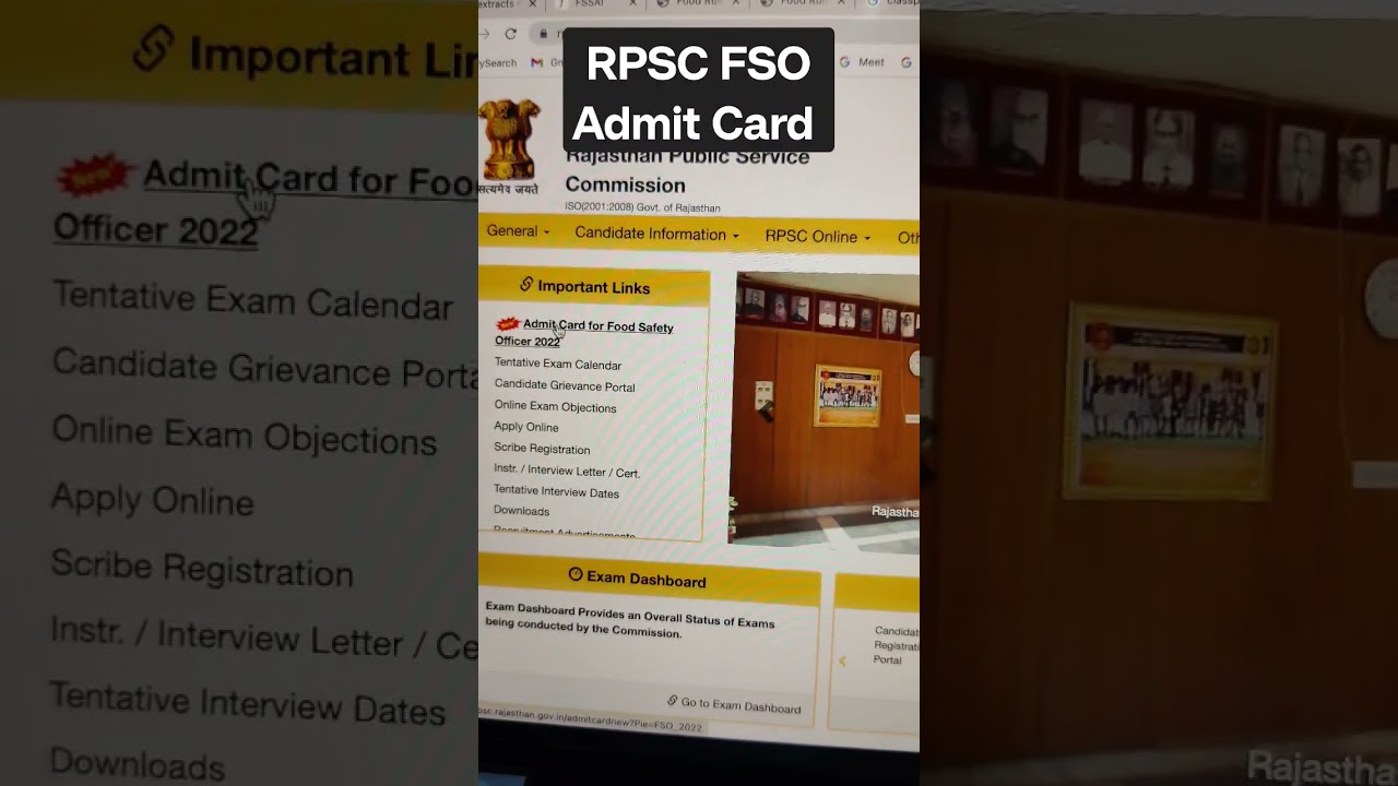 RPSC FSO Admit Card Released
