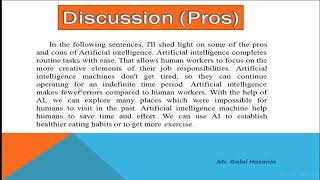 Paragraph about pros and cons of Artificial Intelligence براجراف عن الذكاء الصناعى