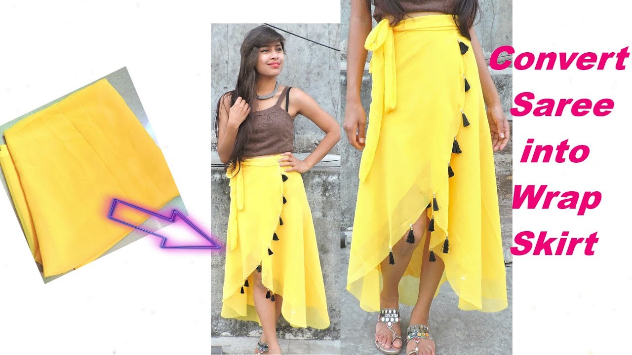 Convert/Re-Use/Recycle Old Saree into Up-down Wrap Skirt only in 5 ...