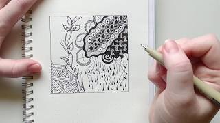 Easy Zentangle Pattern Tutorial with One Zentangle a Day - Day 38