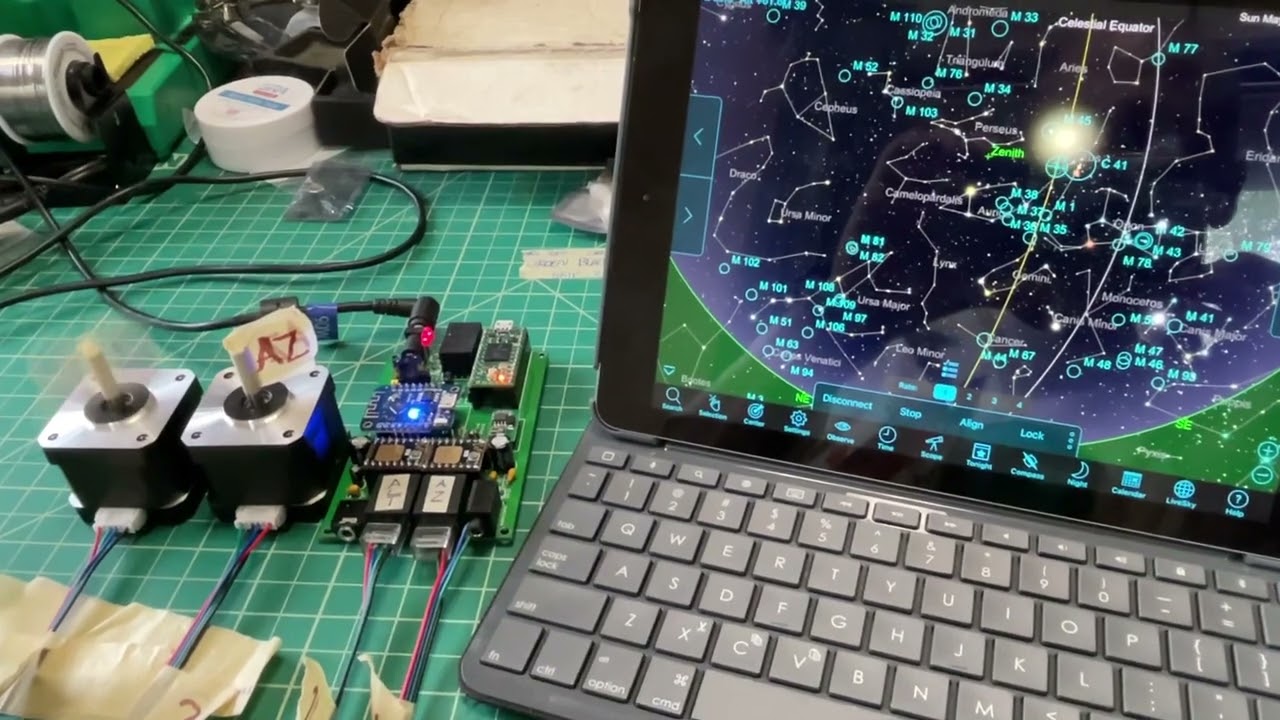 OnStep MiniPCB2 connected to iPad running SkySafari 6 Pro - “Progress”