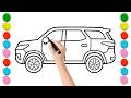 How To Draw a Fortuner Car For Kids / Step by Step Drawing and Coloring |