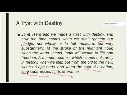 Video: Apa itu pidato Tryst with Destiny?