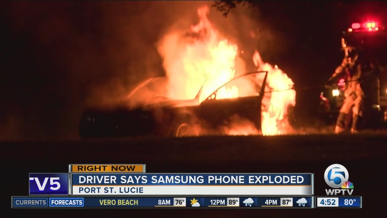 Port St. Lucie driver says Samsung phone caused car fire