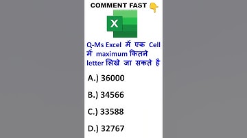 MS Excel Mcq Question | Computer Question | Excel | MS Excel #excel