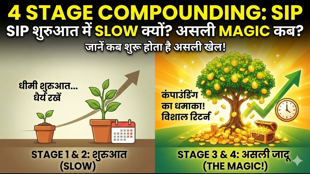 4 Stage Compounding:क्यों आपके SIP शुरुआत में Slow लगते हैं?असली Magic कब शुरू होता है?