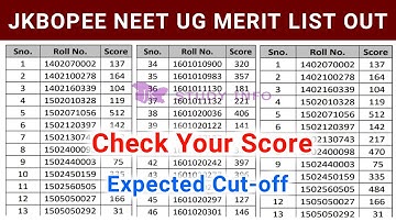 JKBOPEE NEET UG 2023 Roll No. Wise Merit List Out | J&K NEET UG Expected Cutoff 2023