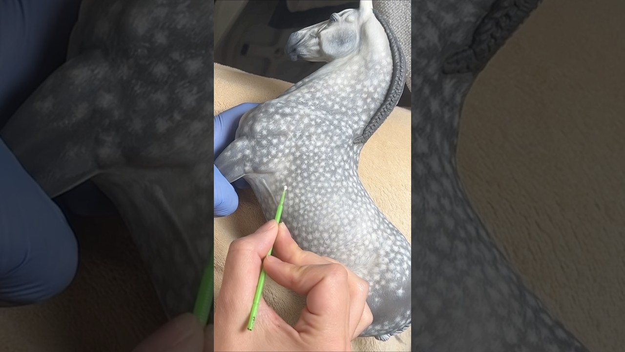 Painting a Dapple Grey Horse  #breyercustom #art #horse #equineart #diy #breyer #animals #deejaybe