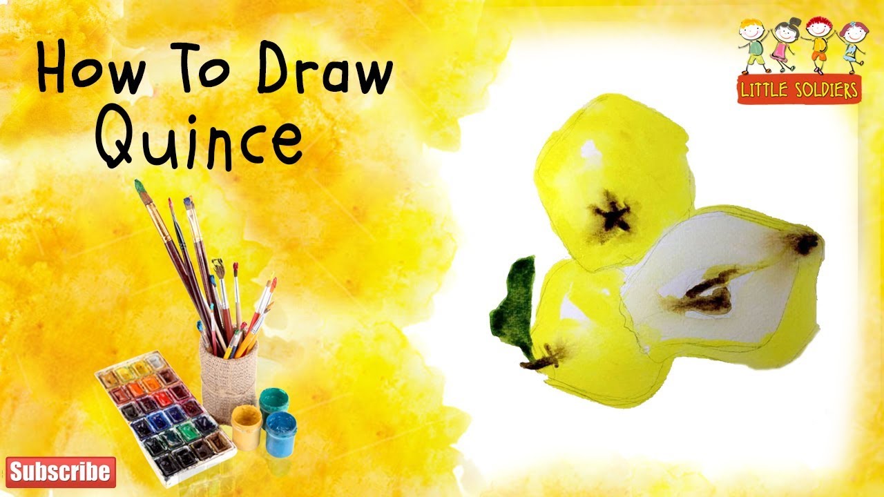 How to Draw Quince Fruit with Colors for kidsQuince fruit Drawing for