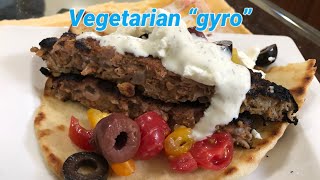Vegetarian “gyro” and chickpea patties