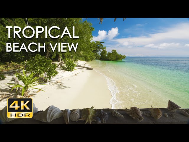 4K HDR Tropical Beach View - Relaxing Ocean Wave Sounds - Balcony Vista - Ultra HD Nature Video class=