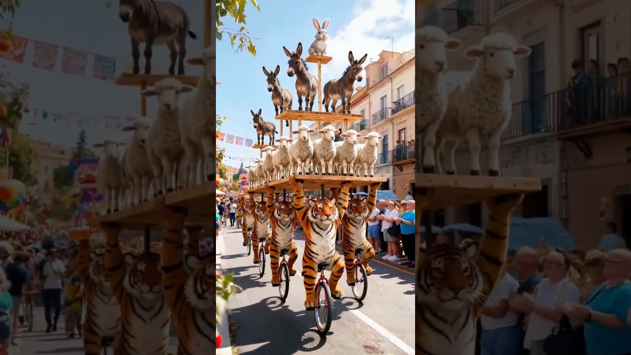 Funny videos of tigers, lambs, and donkeys 