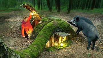 Building a Cozy Dugout Under a Fallen Tree | Bushcraft, Survival in a Top Secret Shelter