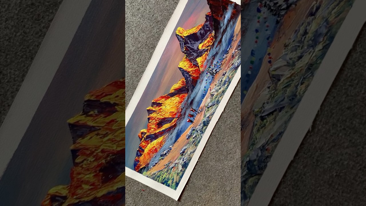 Sunrise ! Beautiful sunrise mountain canvas painting #art #artist #bobross