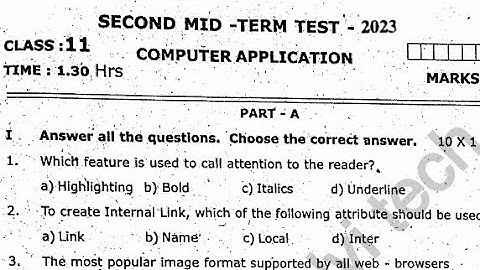11TH STD COMPUTER APPLICATION SECOND MID TREM TEST NOVEMBER-2023 OFFICIAL ORIGINAL QUESTION PAPER🔴💯👍