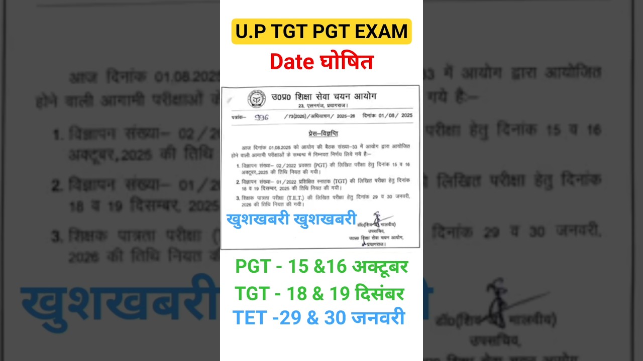 up tgt pgt exam date घोषित || up tgt pgt exam date 2025 || up tgt pgt admit card