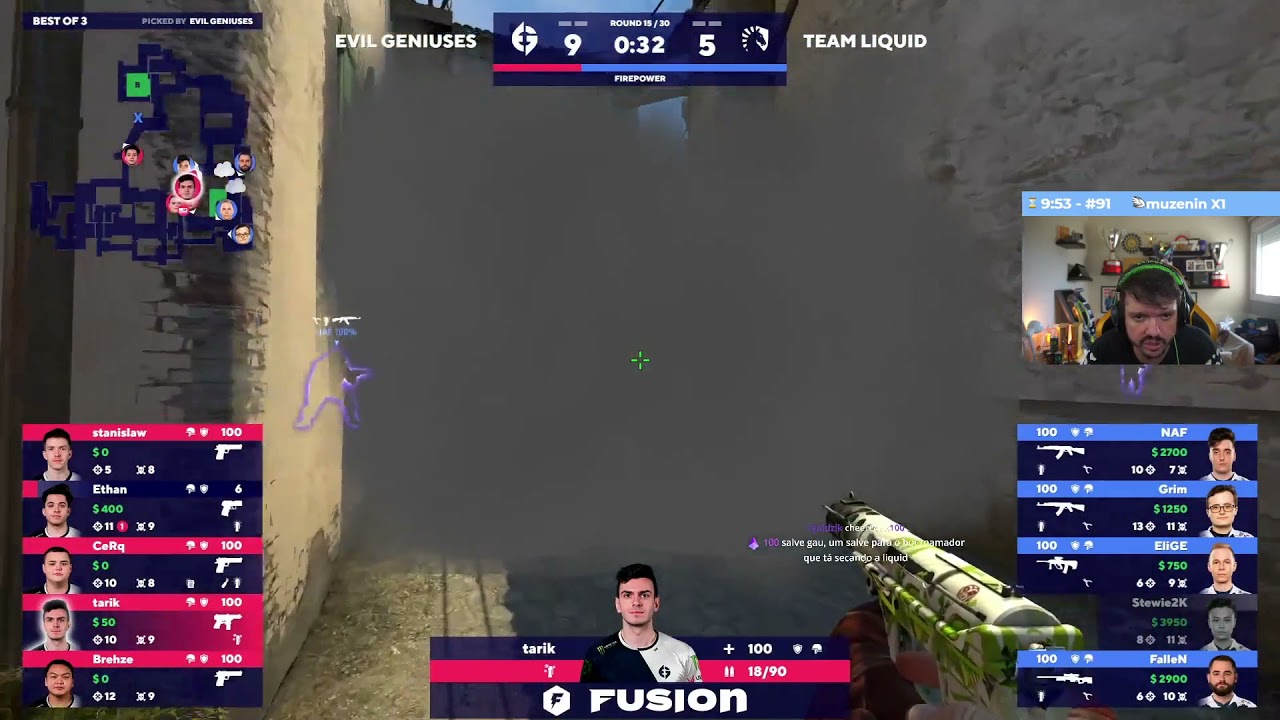 GAULES VENDO O FALLEN FAZENDO ACE E MATANDO 3 NA SMOKE / 